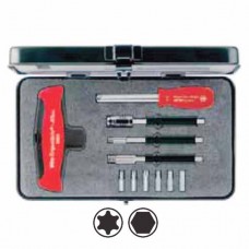 Wiha TorqueVario®-STplus T-handle Torque Tool Set - With Bit Universal Holder, 6 Torx®/ Hex Standard Bits and 2 Adapter Blades for Nuts - 11 pcs - 29234